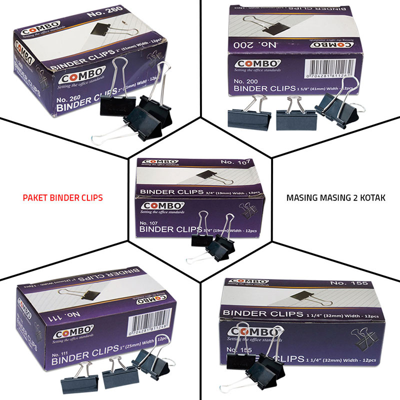 Combo - Binder Clips Set <br>10 Kotak
