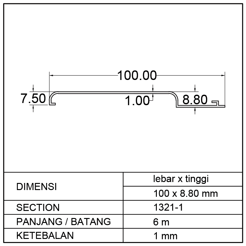 PLINT 100x8.80mm 
