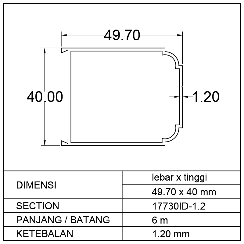 TIANG CURTAIN WALL (49.70 x 40)mm
