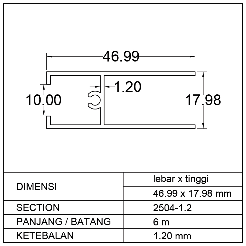 AMBANG  BAWAH SLIDING WINDOW (46.99 x 17.98)mm