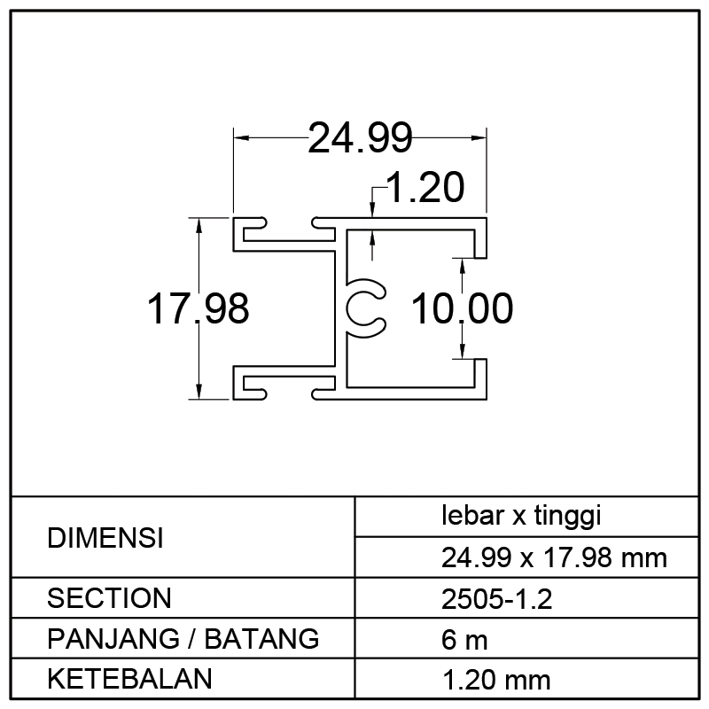 AMBANG ATAS SLIDING WINDOW (24.99 x 17.98)mm