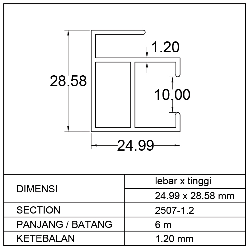 TIANG KUPING SLIDING WINDOW (24.99 x 28.58)mm