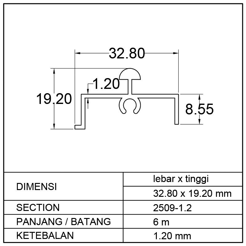 REL BAWAH SLIDING WINDOW SINGLE (32.80 x 19.20)mm