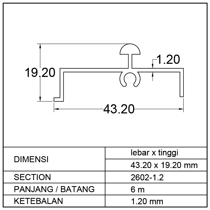 REL BAWAH SLIDING DOOR SINGLE (43.20 x 19.20)mm