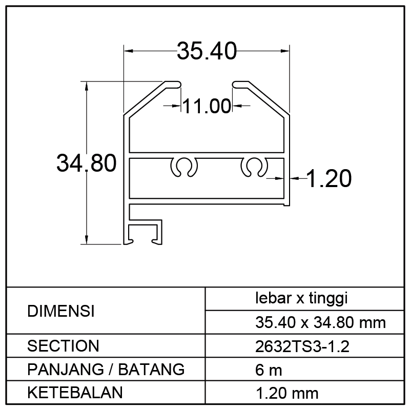 TIANG CASEMENT (35.40 x 34.80)mm