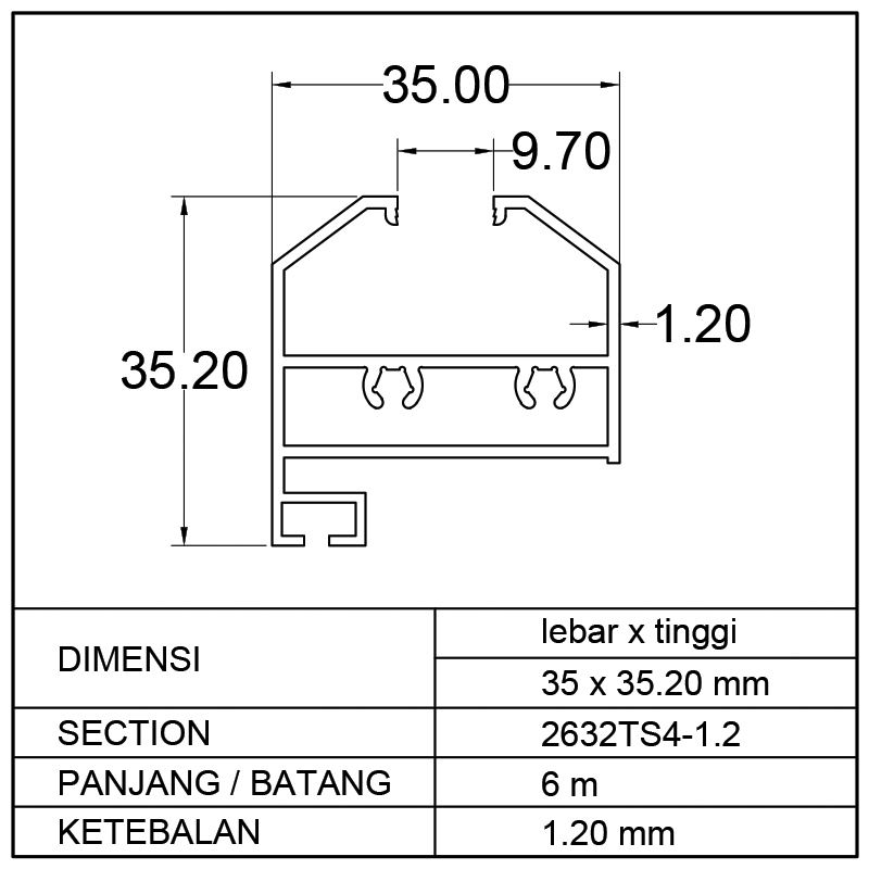 TIANG CASEMENT (35 x 35.20)mm