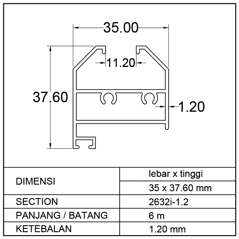 TIANG CASEMENT (35 x 37.60)mm