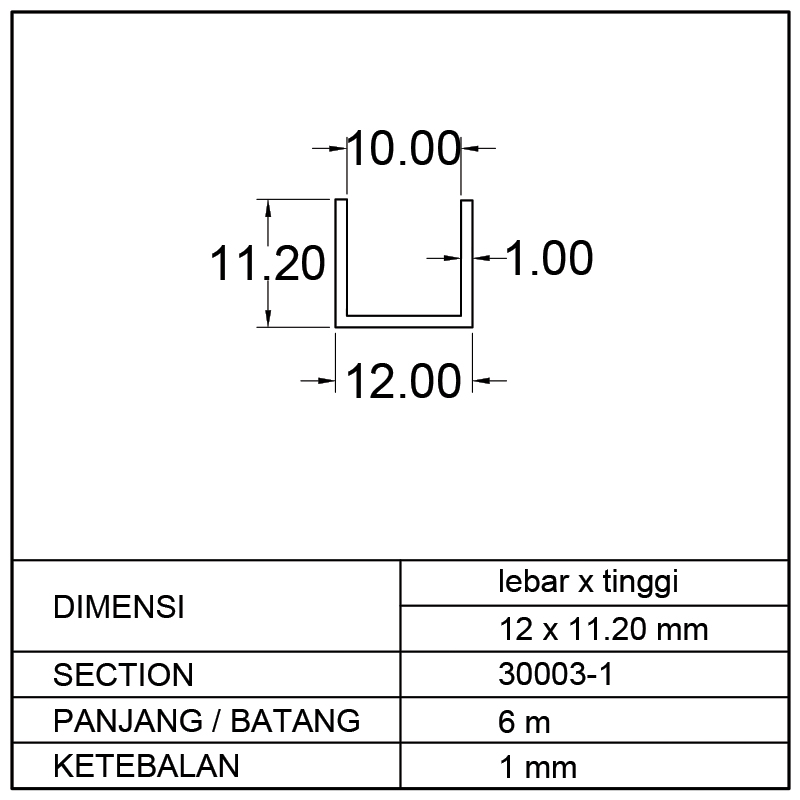 U/CHANNEL (12 x 11.20)mm