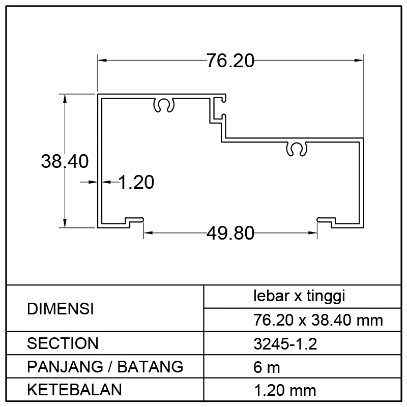 KUSEN SPONNING (PB) 76.20 x 38.40mm