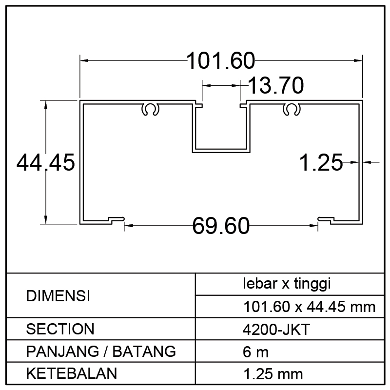 KUSEN M (PB) 101.60 x 44.45mm