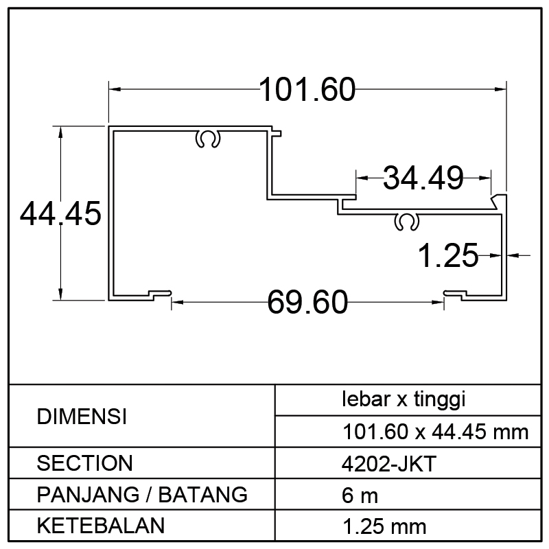 KUSEN 1/2M (PB) 101.60 x 44.45mm