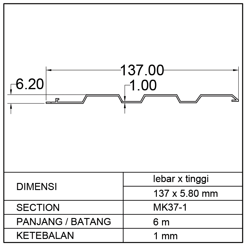 PLINT 2 LESS (137x5.80)mm