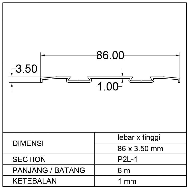 PLINT 2 LESS (86 x 3.50)mm